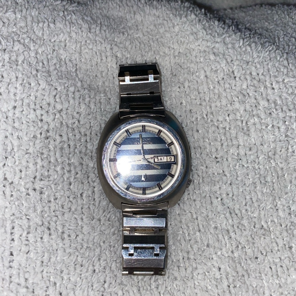 1974 BULOVA Accurton Vintage Day Date Retro Mens Stainless Steel Watch - Picture 4 of 14